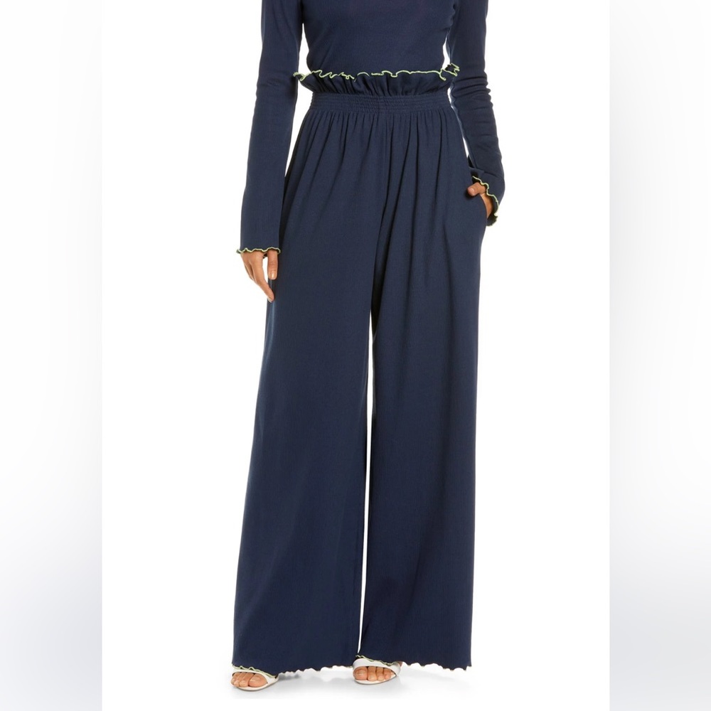 🔹 Sammy B Ribbed Knit Paper-bag Waist Wide Leg Pant